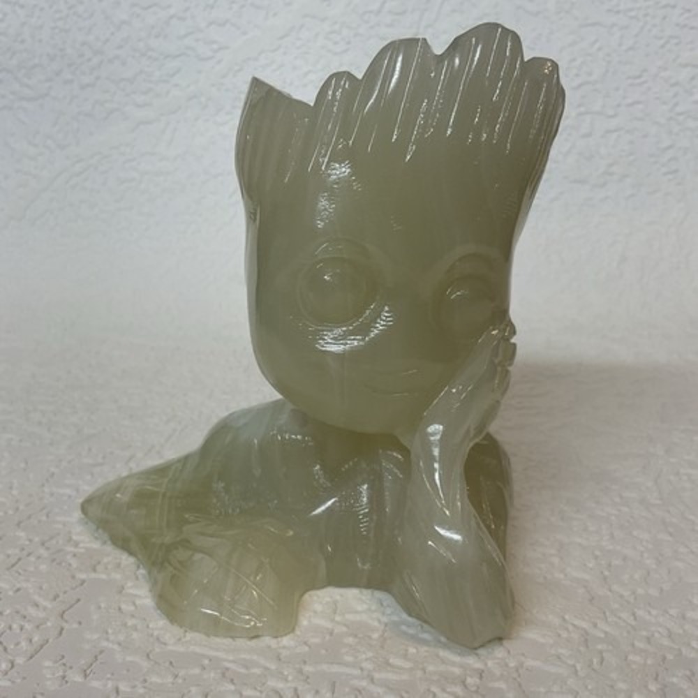 Mini Groot Figurine Miniature Model Hand Carved‎ Onyx Adorable Home Decor 4.5"
